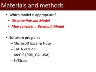 Introduction to SaTScan, seasonality and time series analysis