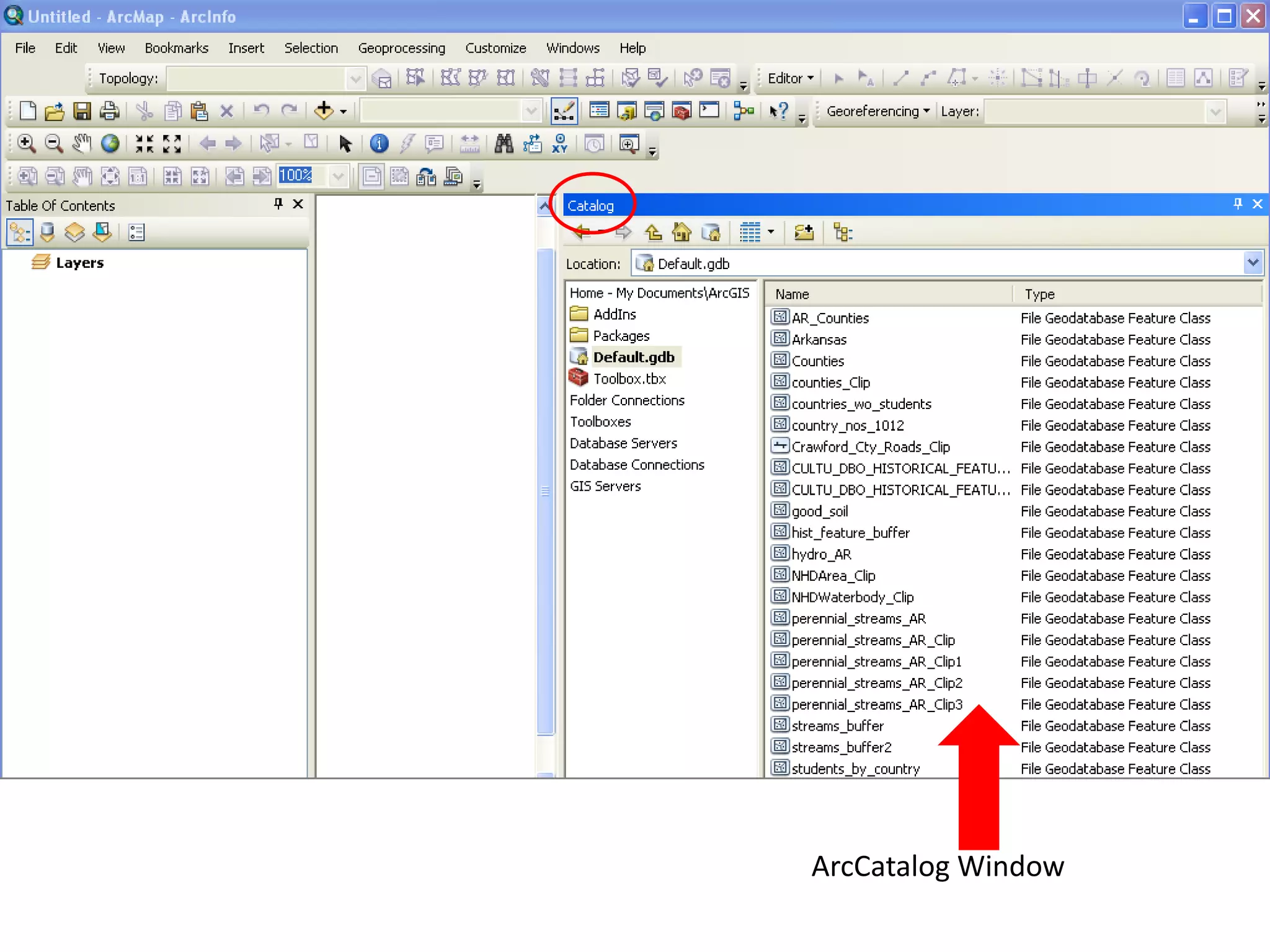 ArcCatalog Window
 