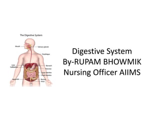 Digestive System
By-RUPAM BHOWMIK
Nursing Officer AIIMS
 