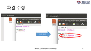 파일 수정
36 /Mobile Convergence Laboratory
코드 추가
 