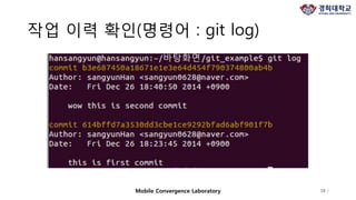 작업 이력 확인(명령어 : git log)
38 /Mobile Convergence Laboratory
 