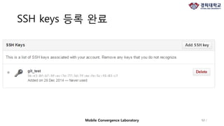 SSH keys 등록 완료
52 /Mobile Convergence Laboratory
 