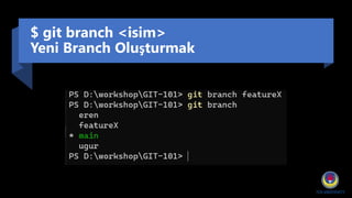 $ git branch <isim>
Yeni Branch Oluşturmak
 