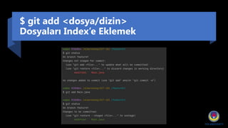 $ git add <dosya/dizin>
Dosyaları Index’e Eklemek
 