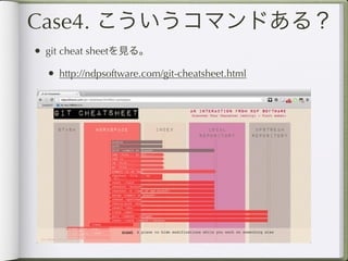 Case4. こういうコマンドある？
• git cheat sheetを見る。
  • http://ndpsoftware.com/git-cheatsheet.html
 