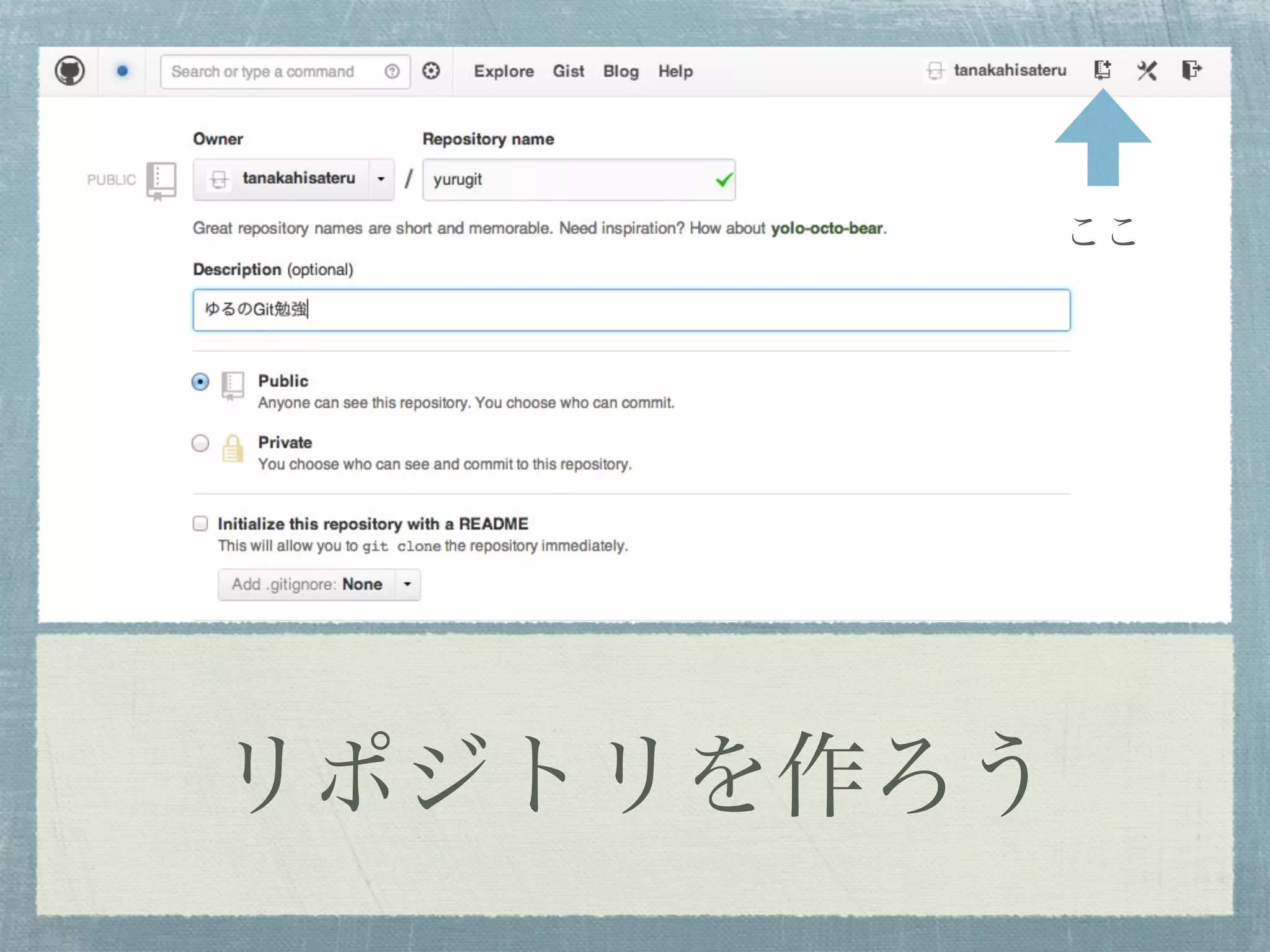 ここ




リポジトリを作ろう
 