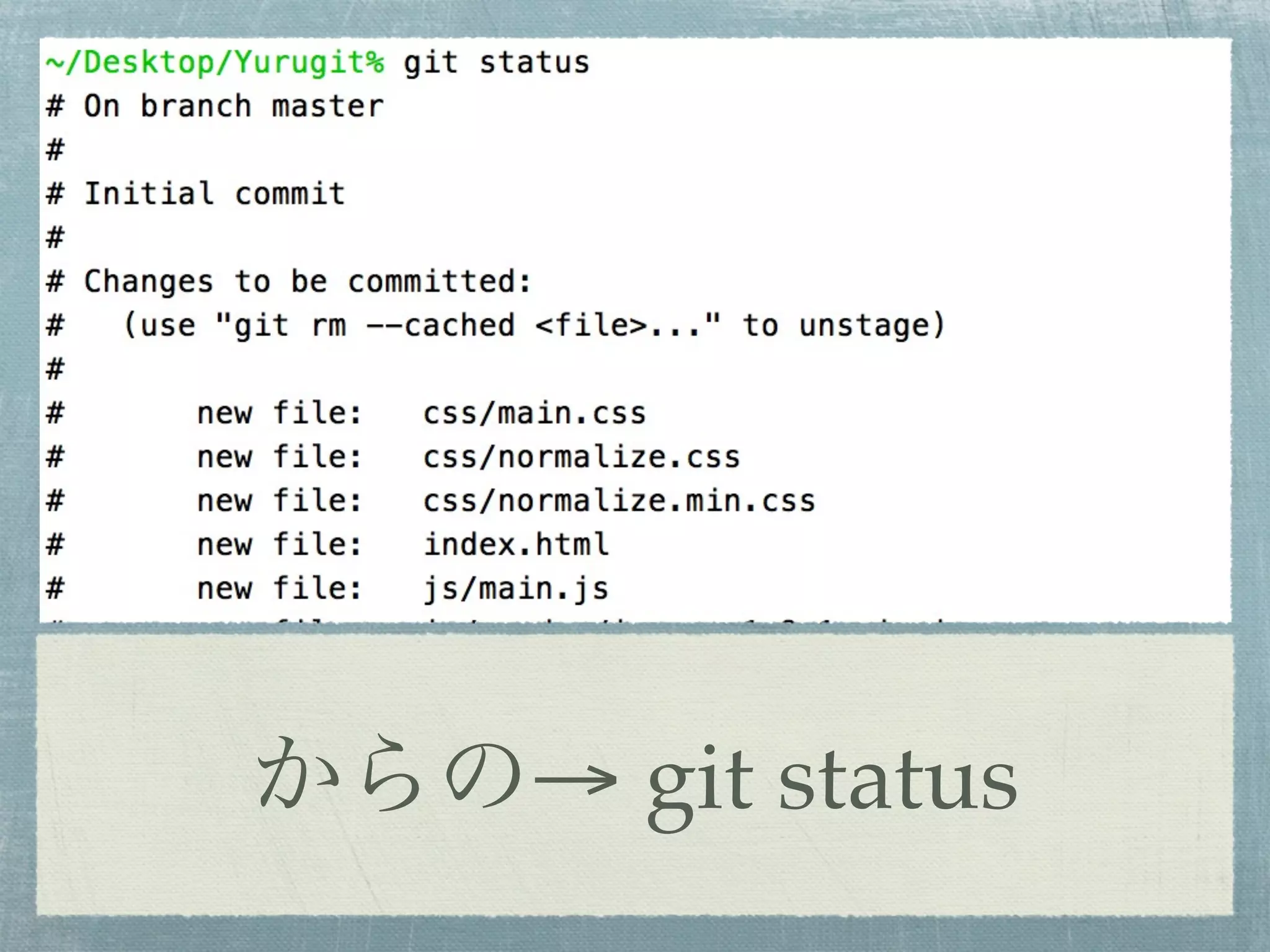 からの→ git status
 