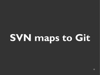 15
SVN maps to Git
 