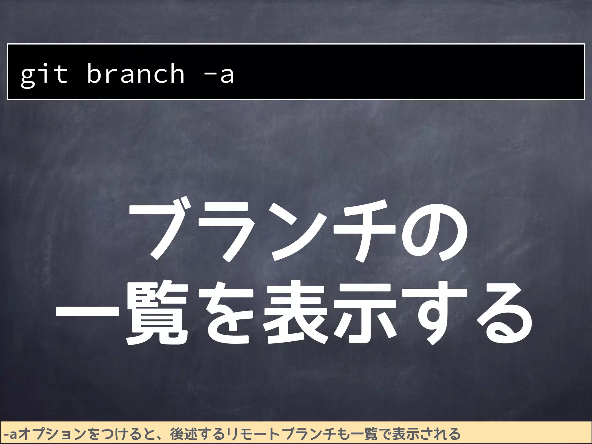 作業
ディレクトリ
ステージング
エリア
Gitディレクトリ
file2
1a401e
file1
510db8 6ccfda
file3
file1’file1’
file3
file1’ dir1
file3
dir1 dir1
master
Git管理を開始すると
masterブランチが
デフォルトで用意される
 