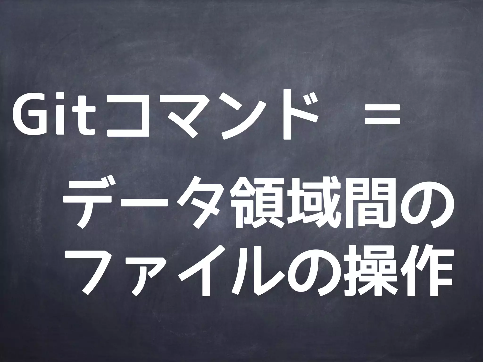 ※ 物理構造は参考程度で
物理構造
git-root
parent
child.txt
hello.txt
…
.git
objects
index
config
論理構造
Gitディレクトリ
作業ディレクトリ
(ワークツリー)
ステージング・エリア
(インデックス)
3つの
データ領域で
構成されている
 