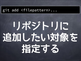 作業
ディレクトリ
ステージング
エリア
Gitディレクトリ
git init
領域準備 領域準備
file2
file1 dir1
file3
 
