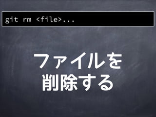 作業
ディレクトリ
ステージング
エリア
Gitディレクトリ
file2
1a401e
file1
510db8
file3file2 file3file2
dir1
file3
git commit -m 'もっとコミット。'
前のcommitが
親となる
dir1 dir1
file1&rsquo;file1&rsquo; file1&rsquo;
 