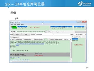 gitk – Git本地仓库浏览器
示例
gitk

| 14

 