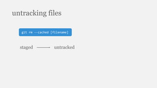 untracking files
git rm --cached [filename]
staged untracked
 