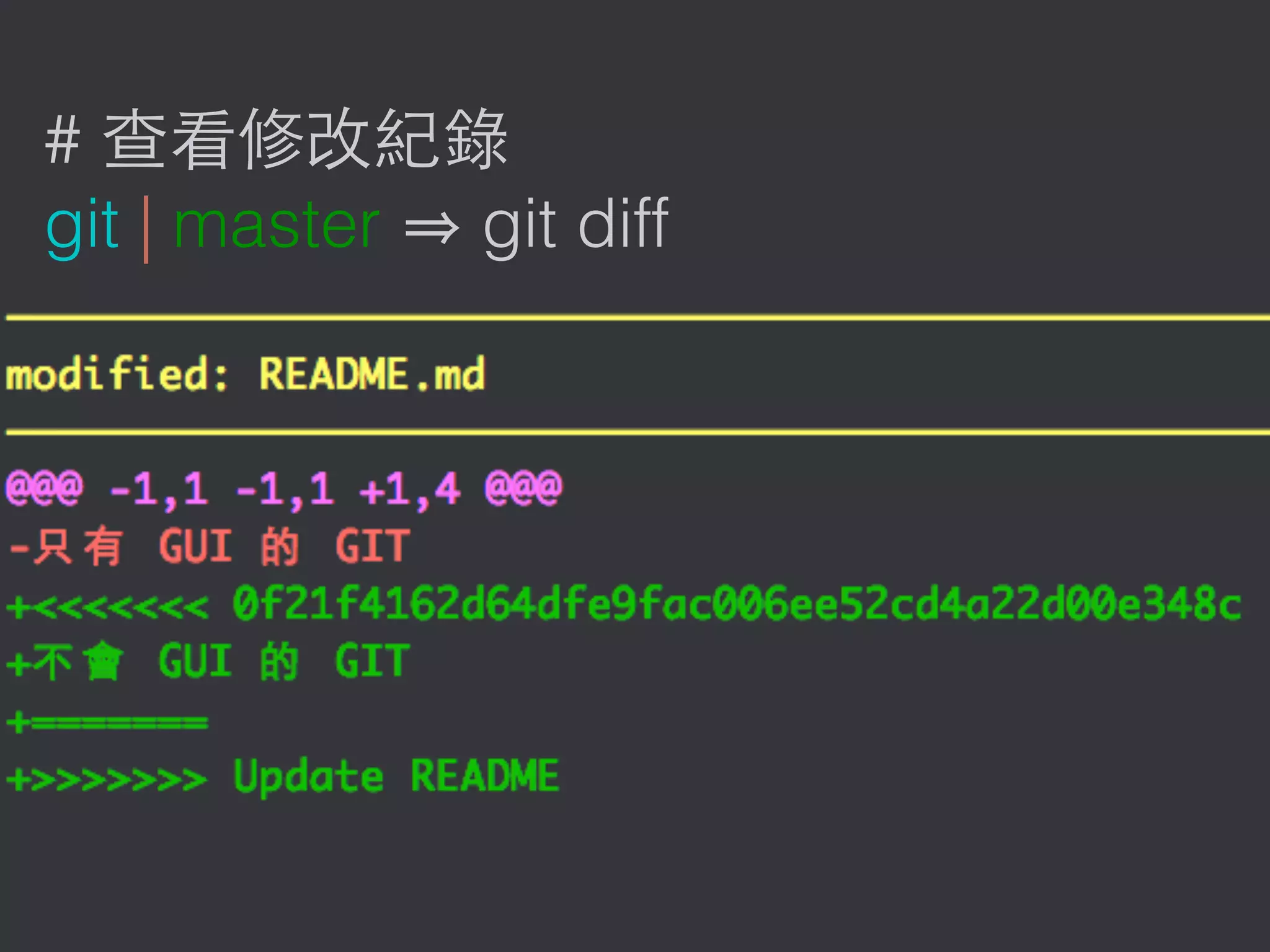 #
git | master git diff
 