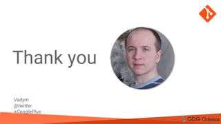 Agenda
Topic 1
Topic 2
Subtopic 1
Topic 3
Thank you
Vadym
@twitter
+GooglePlus
 