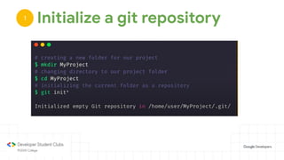 Initialize a git repository1
 