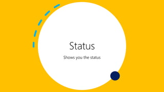 Status
Shows you the status
 