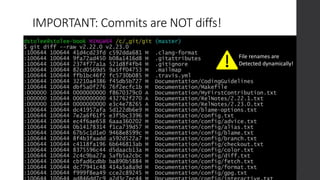 IMPORTANT: Commits are NOT diffs!
File renames are
Detected dynamically!
 