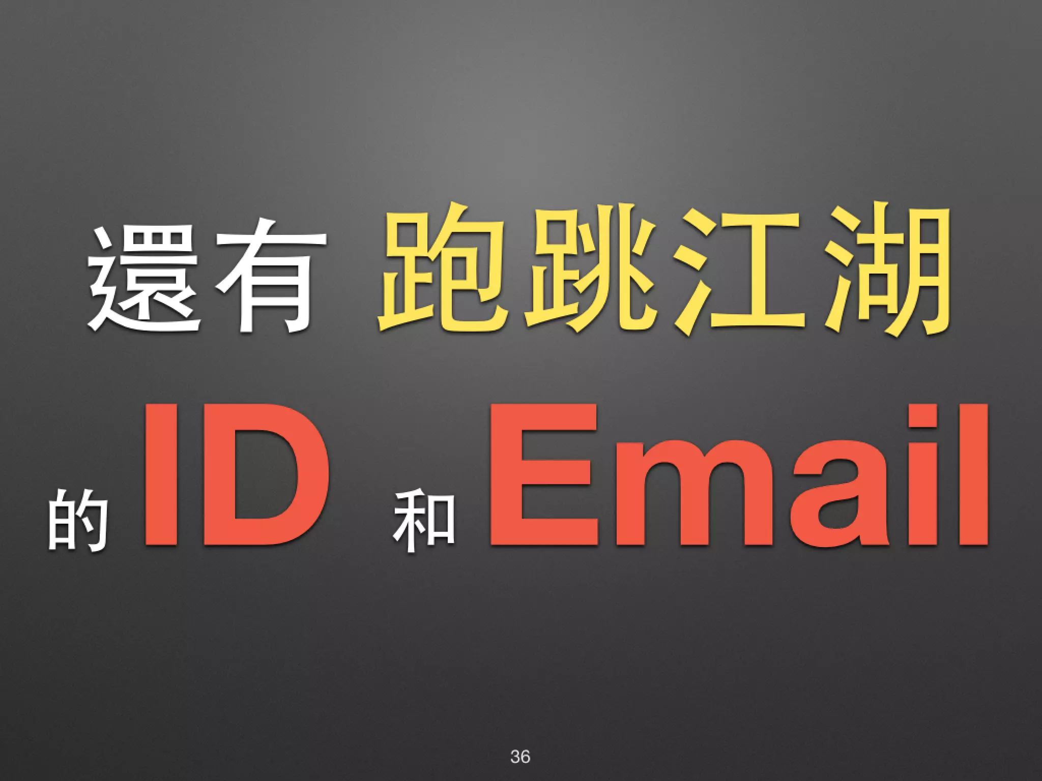 還有 跑跳江湖 的 ID 和 Email 36 