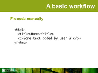 A basic workflow
Fix code manually

 