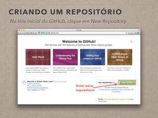 CRIANDO UM REPOSITÓRIO 
Na tela inicial do GitHub, clique em New Repository 
 