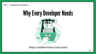 Why Every Developer Needs
It?
Keeps a complete history of your project
Part 1 — Theoretical Foundations
8
 