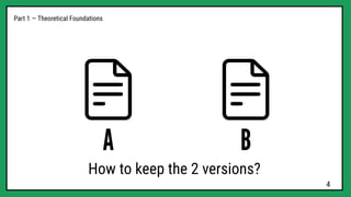 A
Part 1 — Theoretical Foundations
B
How to keep the 2 versions?
4
 