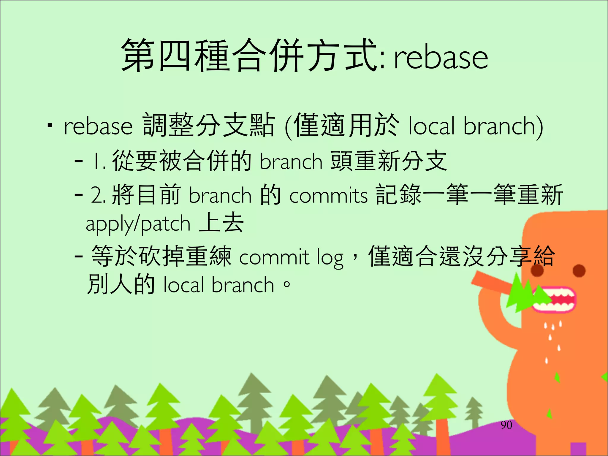 110
已經 push 分享出去的 commits
記錄，請千萬不要再修改記錄
push 出去!!
 