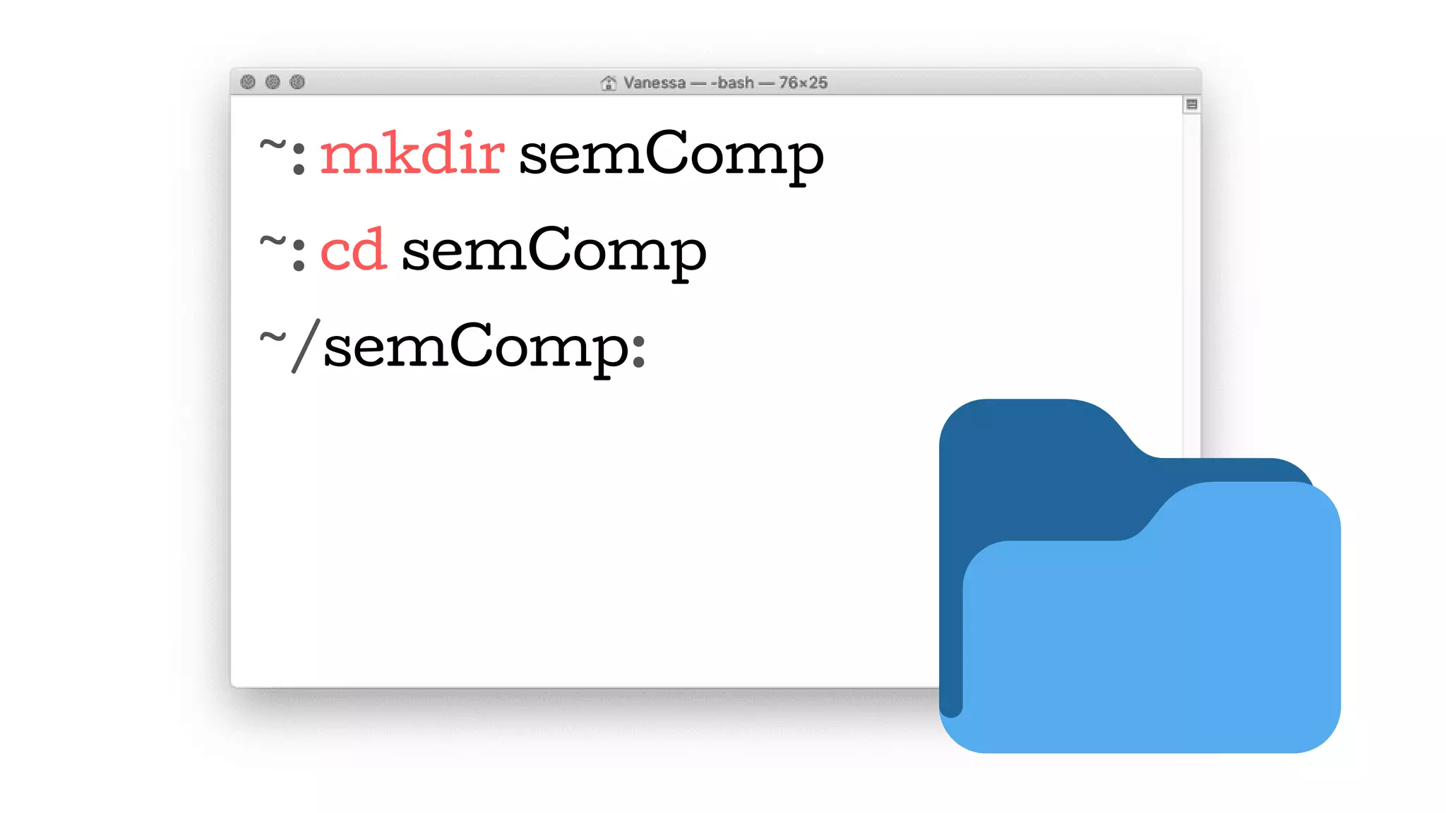 ~: mkdir semComp
~: cd semComp
~/semComp:
 