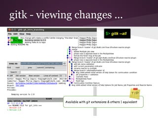 gitk - viewing changes ...
Available with git extensions & others | equivalent
$> gitk --all
 