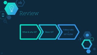 Review
What & why GIT Basic GIT
Follow rules
=
GIT FLOW
21
 