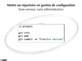 Mettre un répertoire en gestion de conﬁguration
        Sans serveur, sans administrateur
 