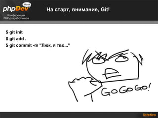 На старт, внимание, Git! $ git init $ git add . $ git commit -m "Люк, я тво..." 