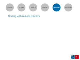 basics stages branch merge remotes advanced
Dealing with remote conflicts
 