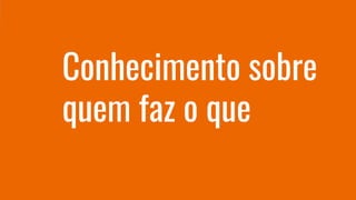 Conhecimento sobre
quem faz o que
 