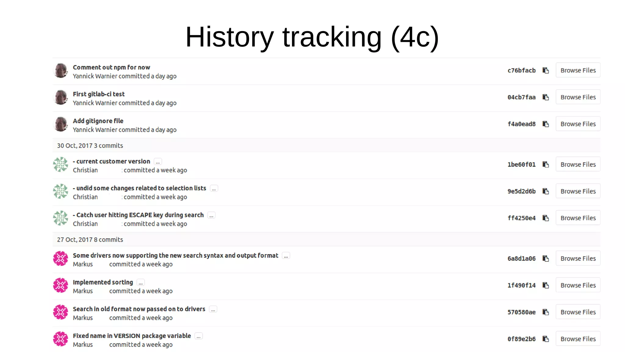 History tracking (4c)
 