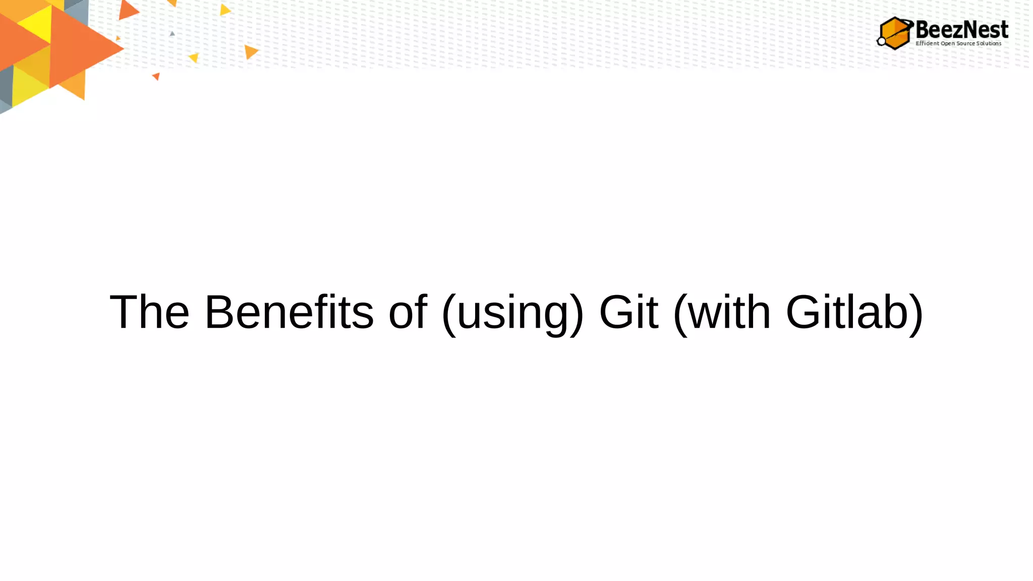 The Benefits of (using) Git (with Gitlab)
 