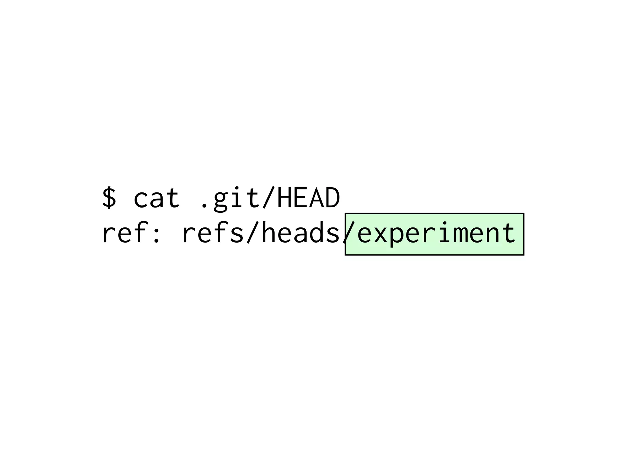 $ cat .git/HEAD ref: refs/heads/experiment 