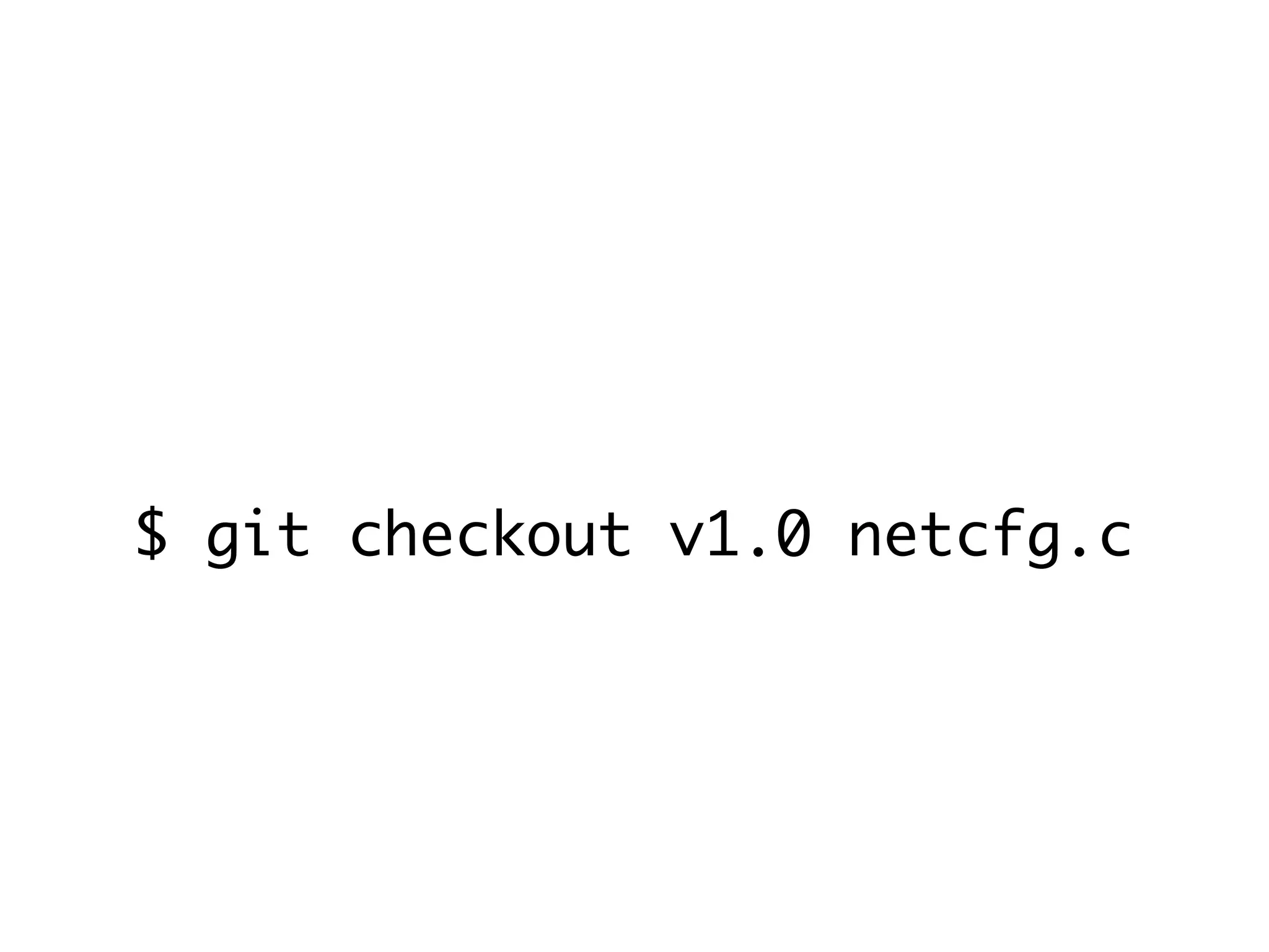$ git checkout v1.0 netcfg.c 