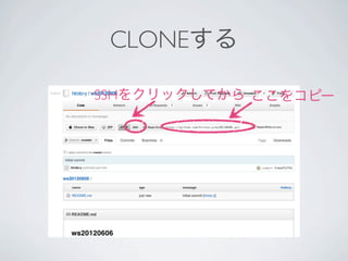 CLONEする

SSHをクリックしてから ここをコピー
 