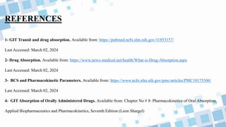 GIT ABSORPTION FOR ORAL Administered Drug | PPTX
