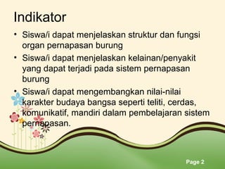 MEKANISME PERNAPASAN BURUNG