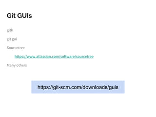 Git GUIs
gitk
git gui
Sourcetree
https://www.atlassian.com/software/sourcetree
Many others
https://git-scm.com/downloads/guis
 
