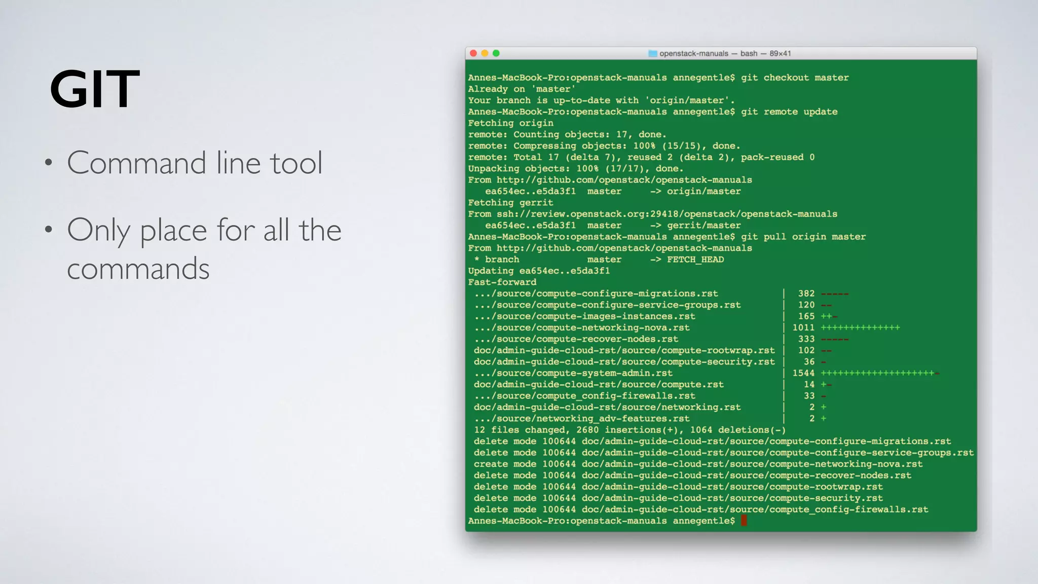 • Command line tool
• Only place for all the
commands
GIT
 