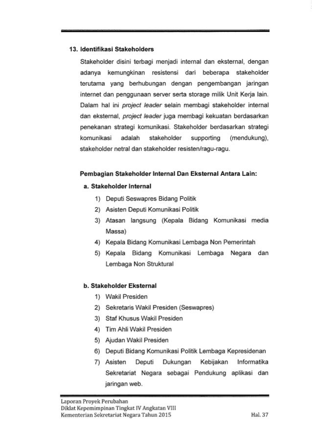 Laporan Proyek Perubahan Strategi Penguatan Komunikasi Politik Wakil