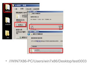 • //WIN7X86-PC/Users/win7x86/Desktop/test0003
 