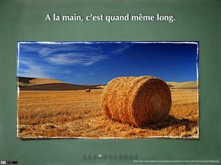 A la main, c’est quand même long.




                      Photo: http://www.wallﬁzz.com/nature/plaine-et-prairie/2714-botte-de-foin-dans-un-champ-WallFizz.jpg
 