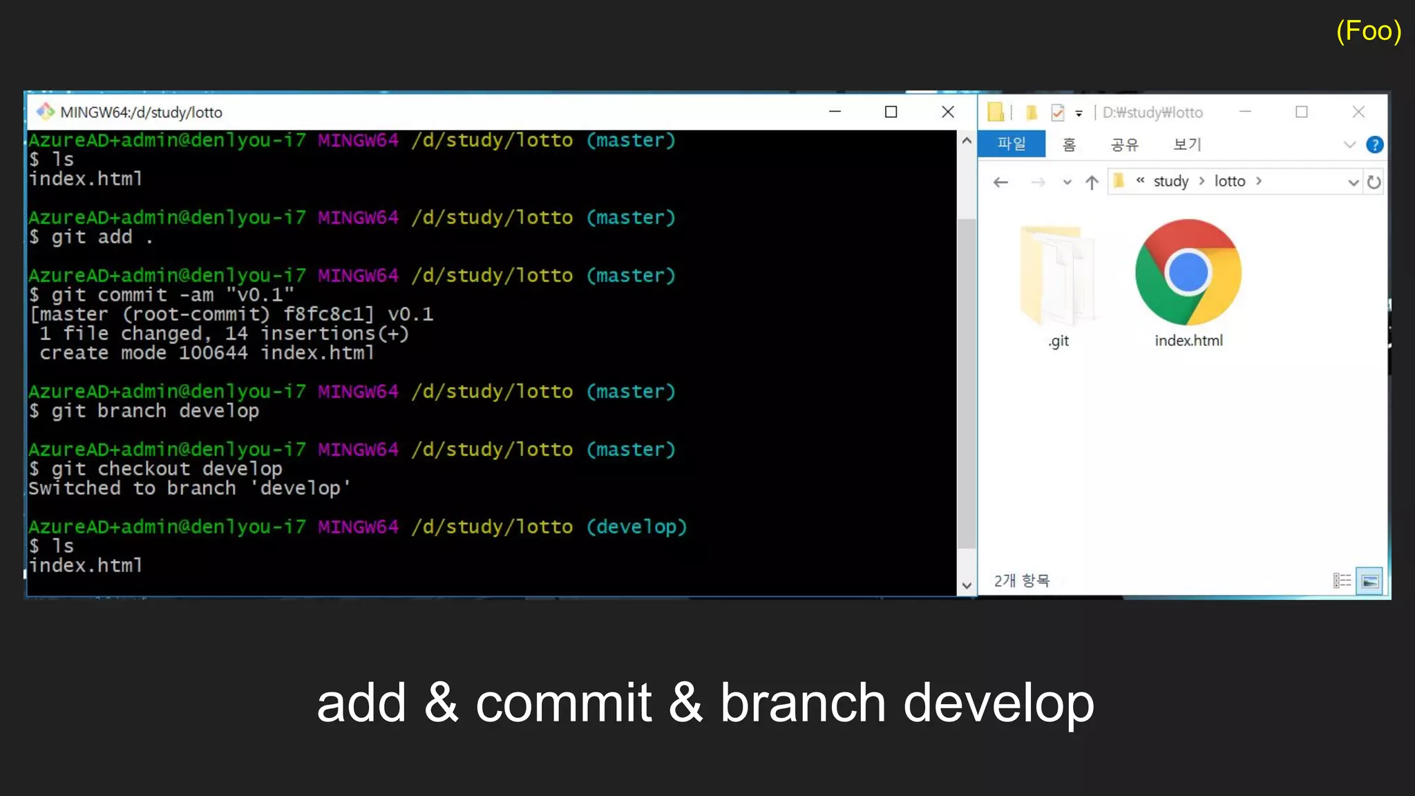 add & commit & branch develop
(Foo)
 