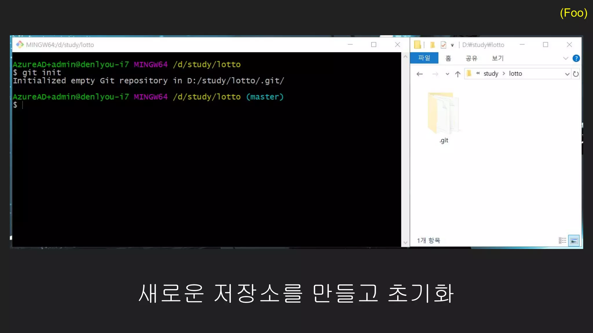 새로운 저장소를 만들고 초기화
(Foo)
 